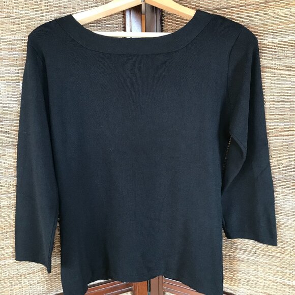 Joseph A. Viscose Blend Sweater: Vintage, Jeweled Buckle Embellishment Black S/M - Picture 7 of 8